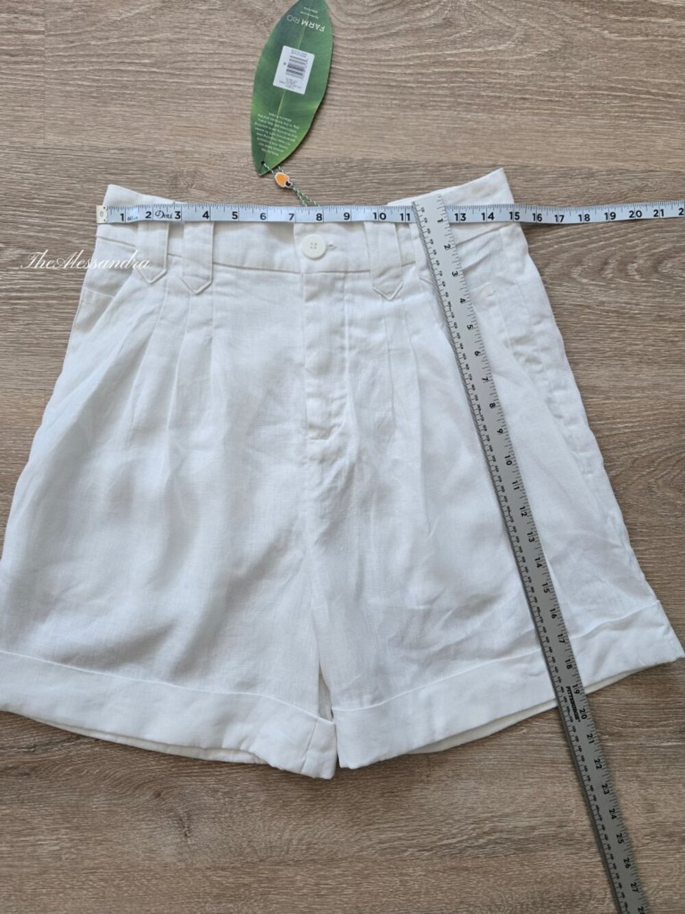 Farm Rio Tailored Linen Belted Shorts Ivory High Rise Size M New With Tags $145 - Picture 5 of 17